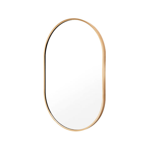 La Bella Gold Wall Mirror Oval Aluminum Frame Makeup Decor Bathroom Vanity 50x75cm NT Deals