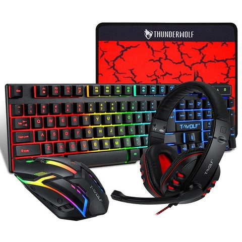 T-Wolf TF800 RGB 4-pcs Gaming Keyboard/Mouse/Headphone/Mouse Pad Kit Set NT Deals