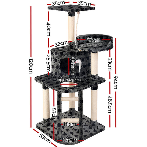 i.Pet Cat Tree 120cm Trees Scratching Post Scratcher Tower Condo House Furniture Wood 120cm NT Deals