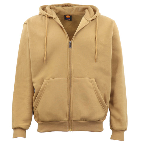 Adult Unisex Zip Plain Fleece Hoodie Hooded Jacket Mens Sweatshirt Jumper XS-8XL, Tan, M